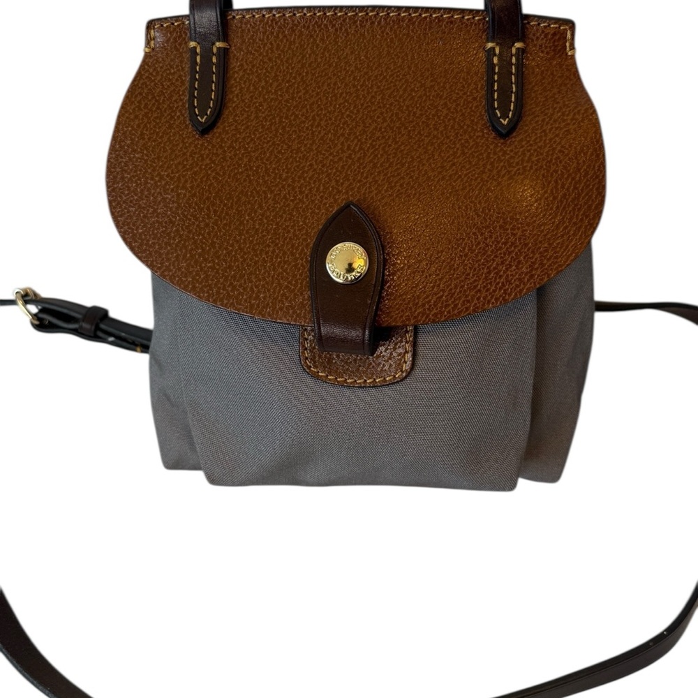 Dooney & Bourke Brown Leather & Gray Crossbody Bag
